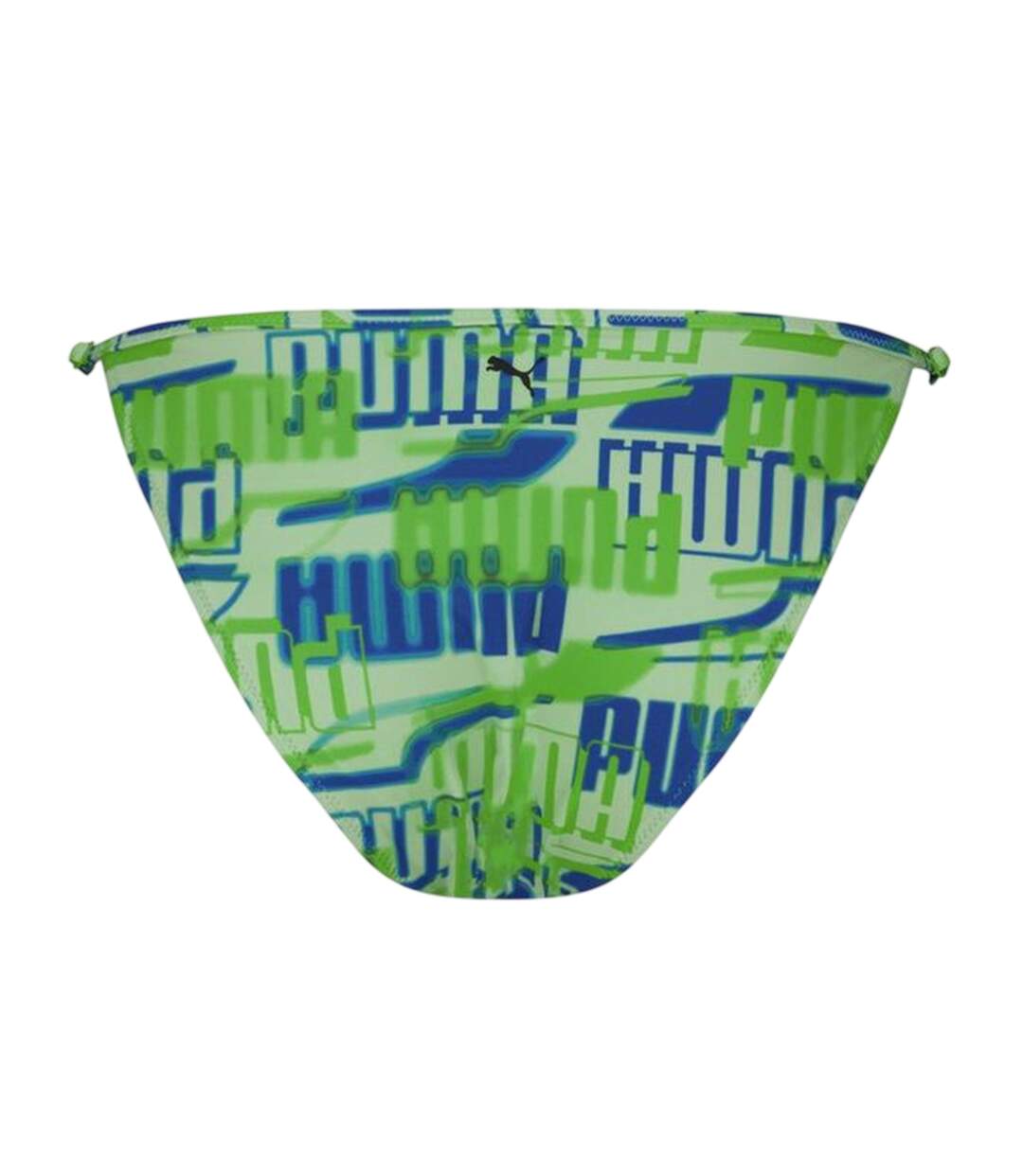 Womens/ladies Repeat Logo Side Tie Bikini Bottoms Green Puma-2