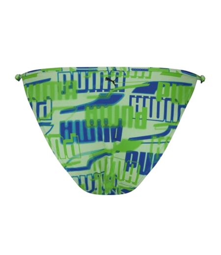 Womens/ladies Repeat Logo Side Tie Bikini Bottoms Green Puma