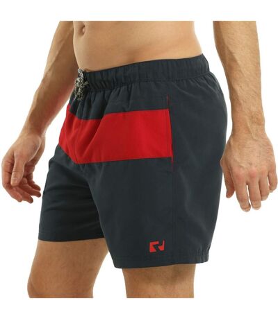 Mens Contrast Striped Swim Shorts Navy Blue Red RIPT Essentials
