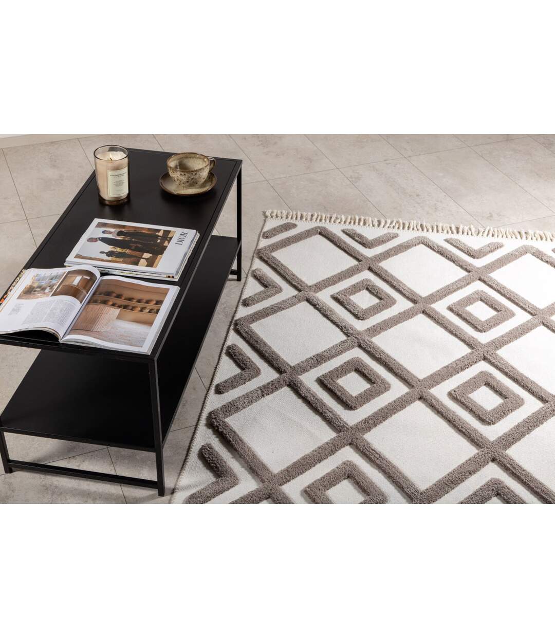 Tapis Design avec Franges Towa 160x230cm Marron-4