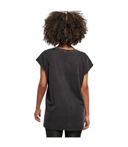 Build Your Brand Womens/Ladies Acid Wash Extended Shoulder T-Shirt (Black) - UTRW8464
