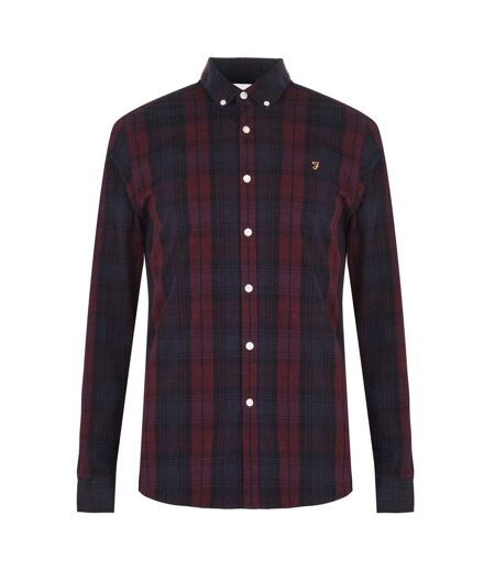 Mens Checked Cotton Button-down Shirt Red Farah