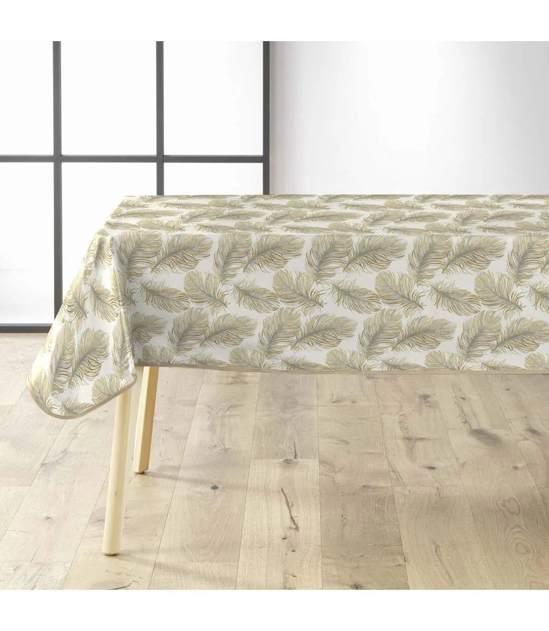 Nappe Toile Cirée Plumina 140x240cm Naturel-1