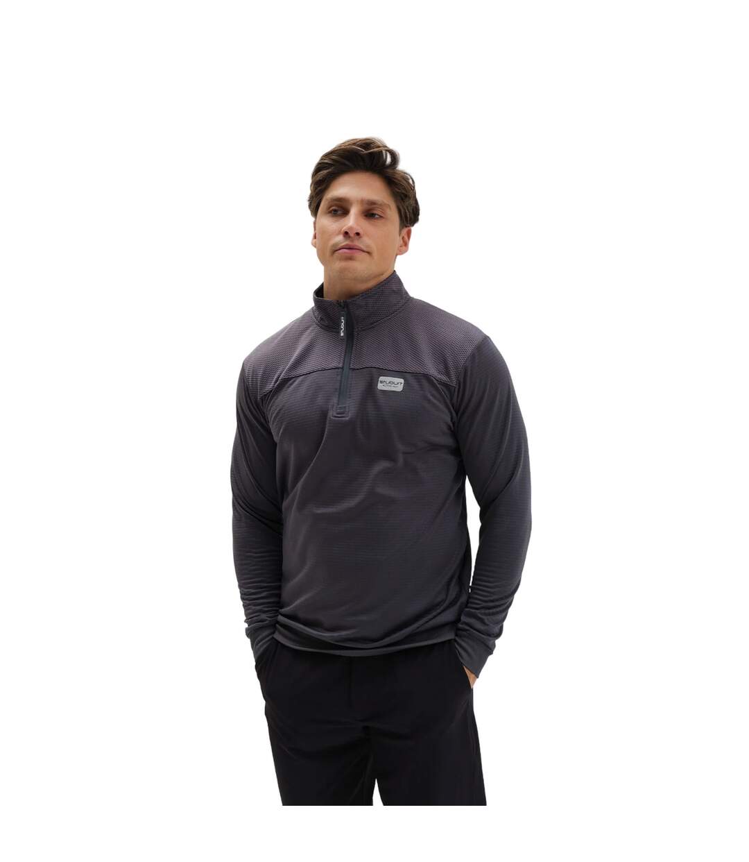 Mens active-tech zip neck top slate grey Stuburt