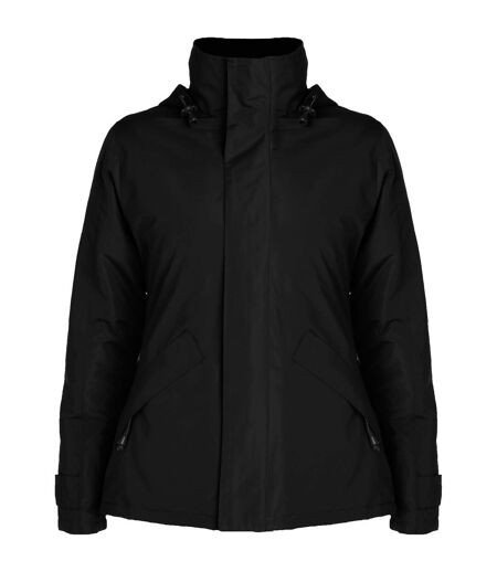 Womens/ladies Europa Slim Parka Black Roly