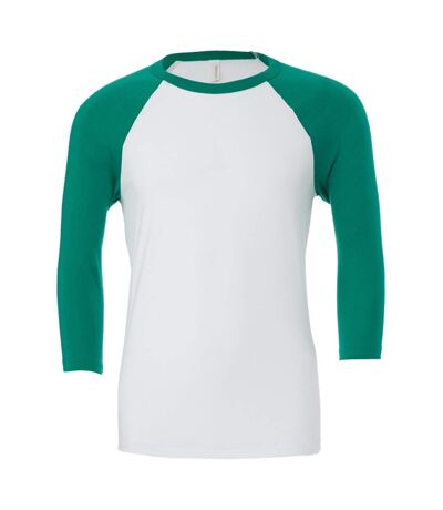 Canvas Mens 3/4 Sleeve Baseball T-Shirt (White/Kelly Green) - UTBC1332