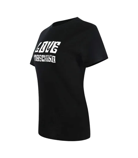 Womens/ladies Groovy Logo Short-sleeved T-shirt Black Love Moschino