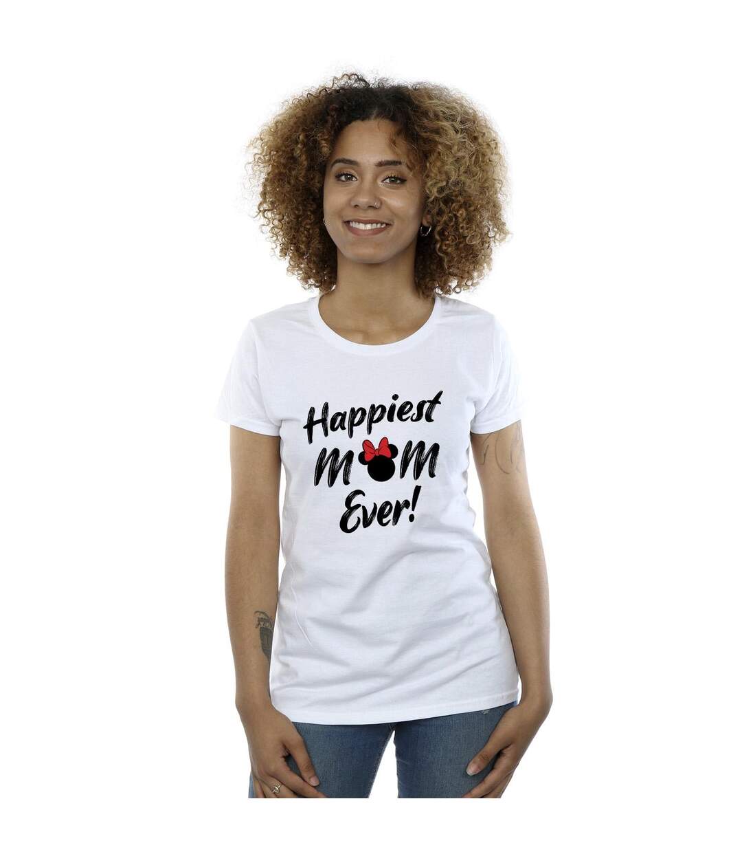 Disney T-shirt en coton Femmes/Dames Minnie Mouse Happiest Mom Ever (Blanc) - UTBI33674-2