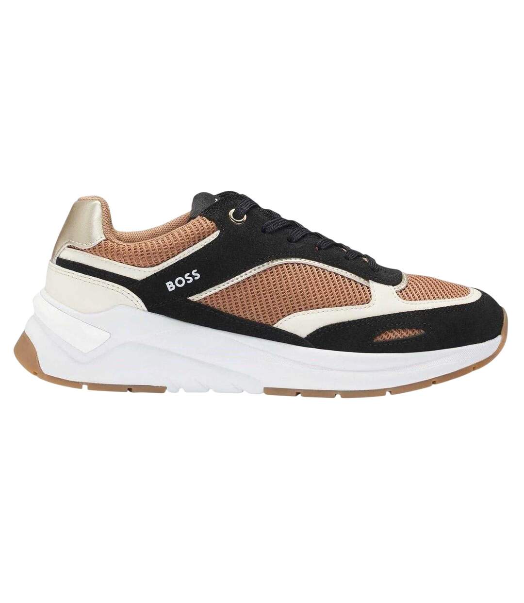 Womens/ladies Skylar Suede Trainers Medium Beige Boss-1