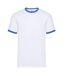 T-shirt Ringer Homme Blanc Bleu Roi Fruit Of The Loom-1