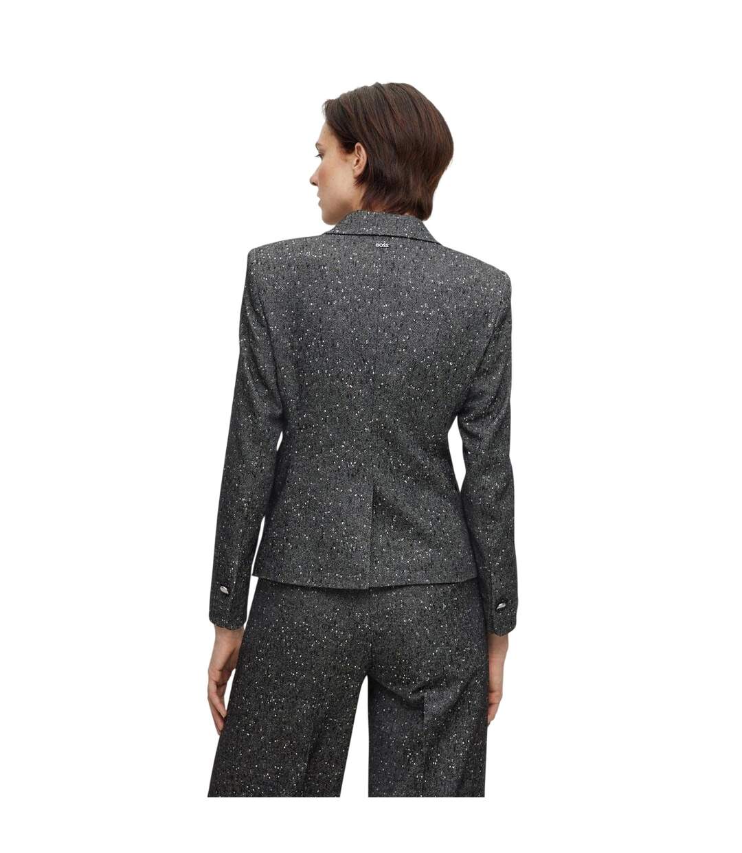 Womens/ladies Jocanah Speckle Regular Suit Jacket Dark Grey Boss-3