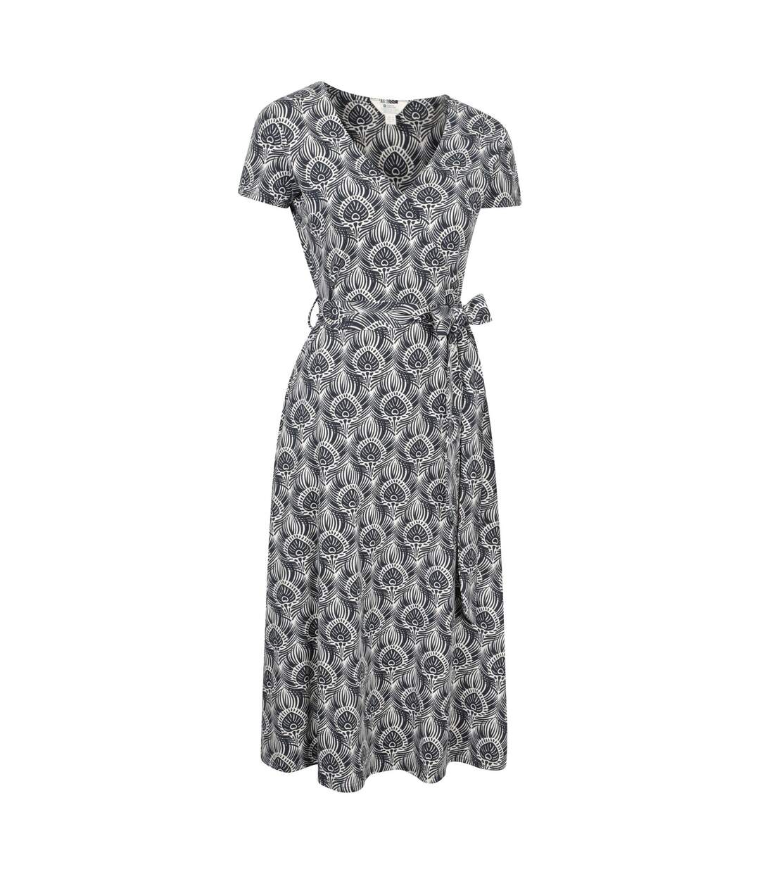 Womens/ladies Santorini Peacock Feather Midi Wrap Dress Navy Mountain Warehouse-3
