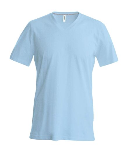 T-shirt manches courtes col V - K357 - bleu ciel - homme