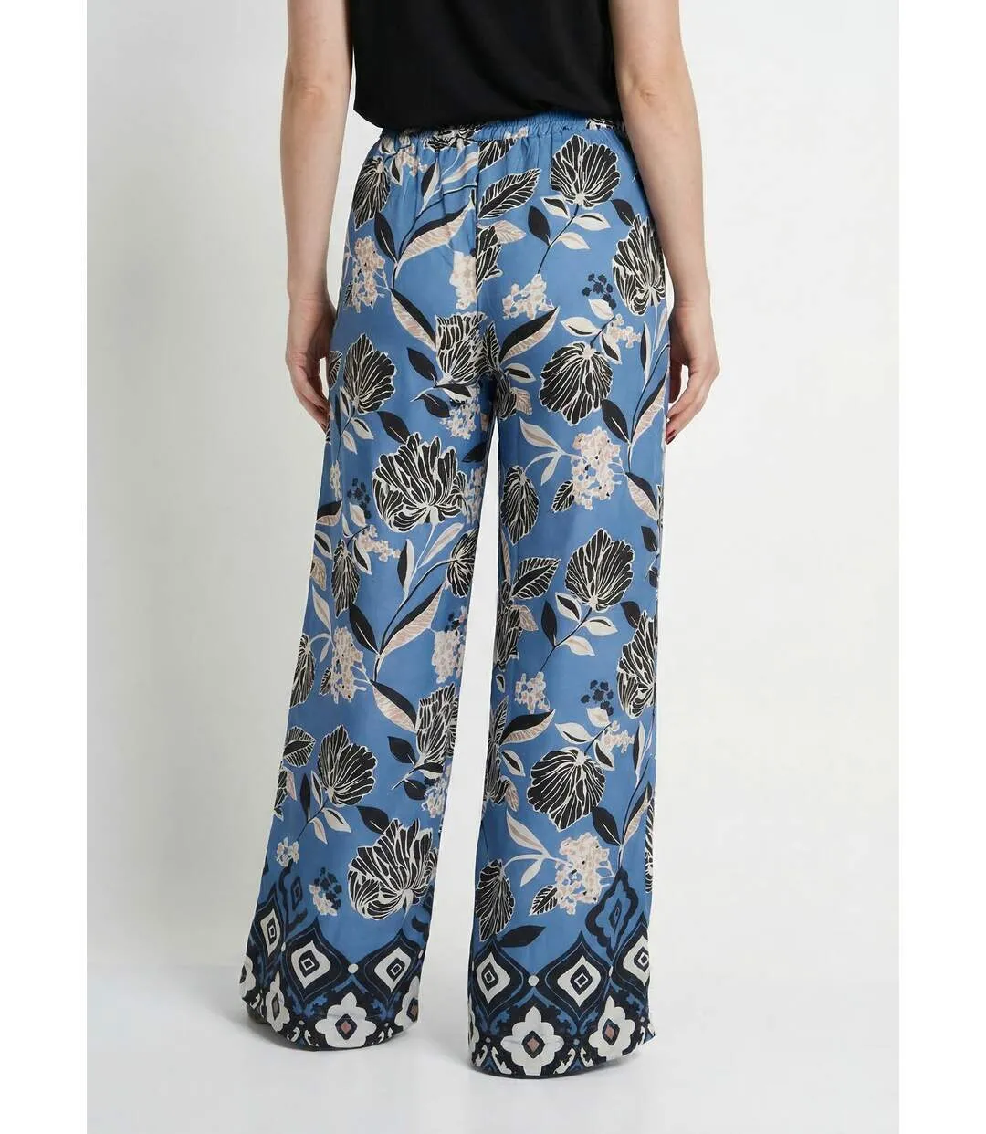 Pantalon satiné, motif fleurs d'Orient-2
