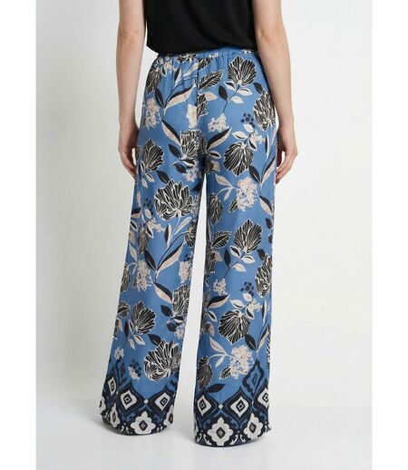 Pantalon satiné, motif fleurs d'Orient