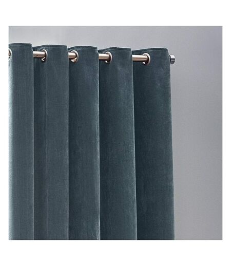 Chenille velvet eyelet curtains 229cm x 229cm marine Yard