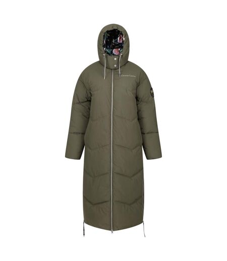 Womens/ladies Christian Lacroix Milhaud Longline Puffer Jacket Dark Khaki Regatta