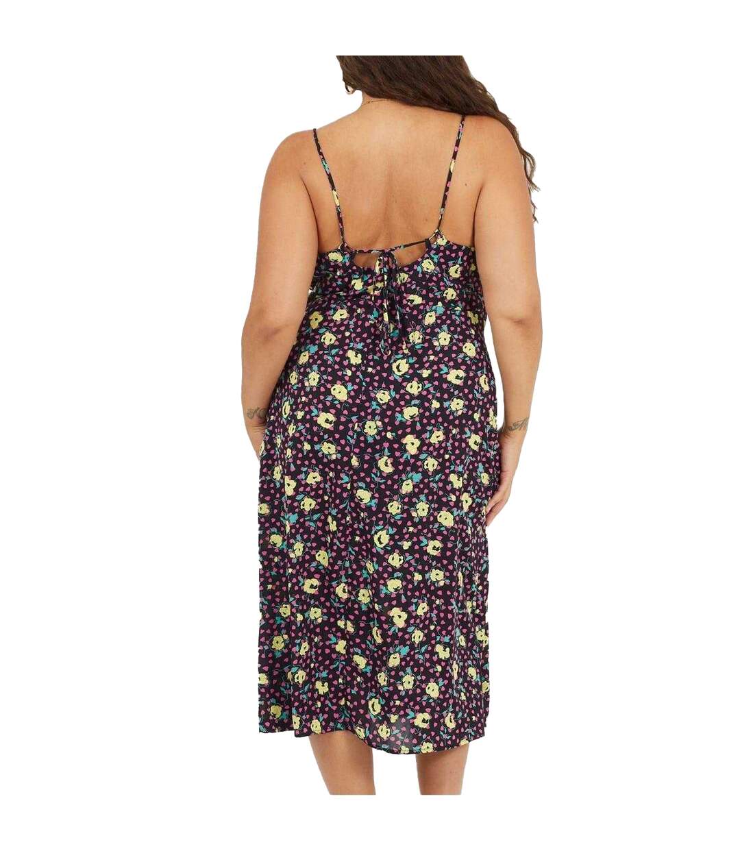 Robe Mi-longue Bretelles Fines Motif/style Floral Femme Noir Vert Jaune Brave Soul-3