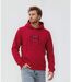 Sweat à  capuche rouge pour homme avec imprimé stylé, parfait pour afficher votre style décontracté-4