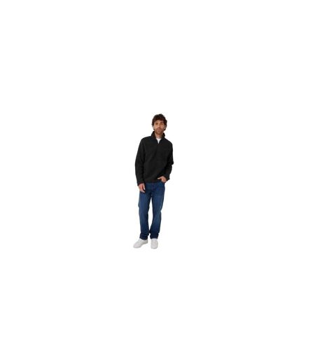 Mens Teddy Fleece Quarter Zip Sweatshirt Black Threadbare