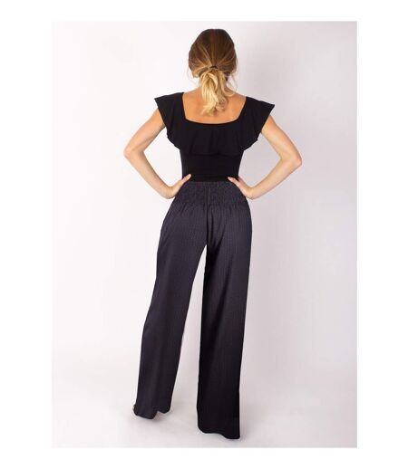 Pantalon fluide en viscose SANDY imprimé ethnique gris Coton Du Monde