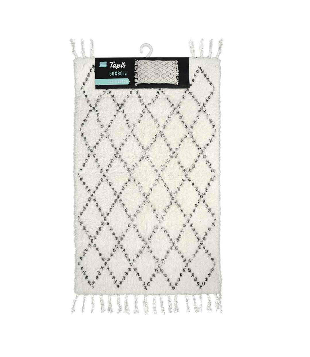 Tapis de Bain à Franges Latika 50x80cm Blanc-2