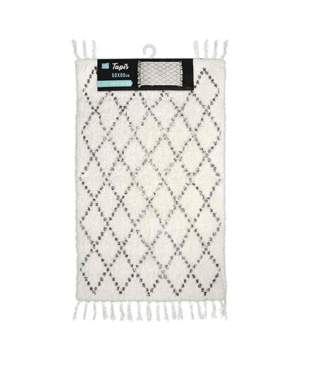 Tapis de Bain à Franges Latika 50x80cm Blanc