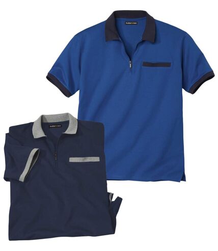 Pack of 2 Men's Atlas For Men® Polo Shirts - Navy Blue