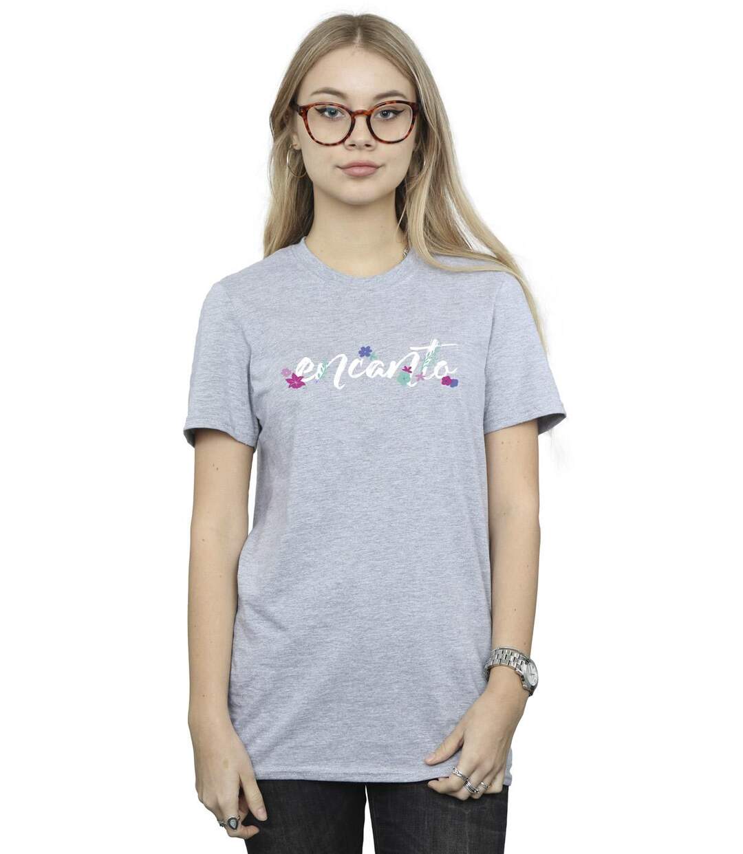 Disney Femmes/Les femmes Encanto Logo Coton Boyfriend T-Shirt (Gris sportif) - UTBI22413-2