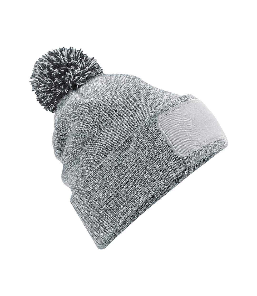 Unisex adult snowstar beanie heather grey/black Beechfield-1