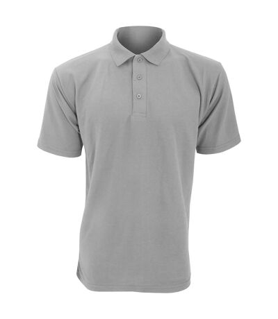 UCC 50/50 Mens Plain Piqué Short Sleeve Polo Shirt (Heather Grey)