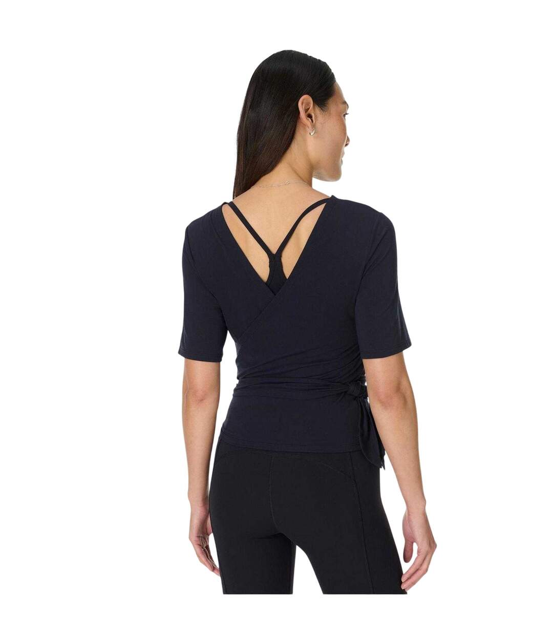 Womens/ladies Soft Wrap Top Black Sweaty Betty-3