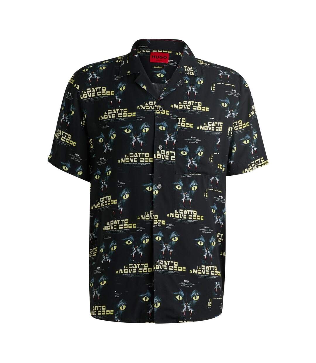 Chemise Années 70 Style Imprimé Graphique Ellino Homme Noir Hugo-2