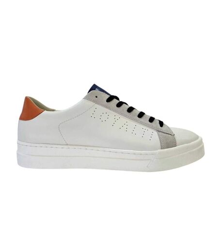 Mens Levia Leather Flat Trainers White Grey Loyalti