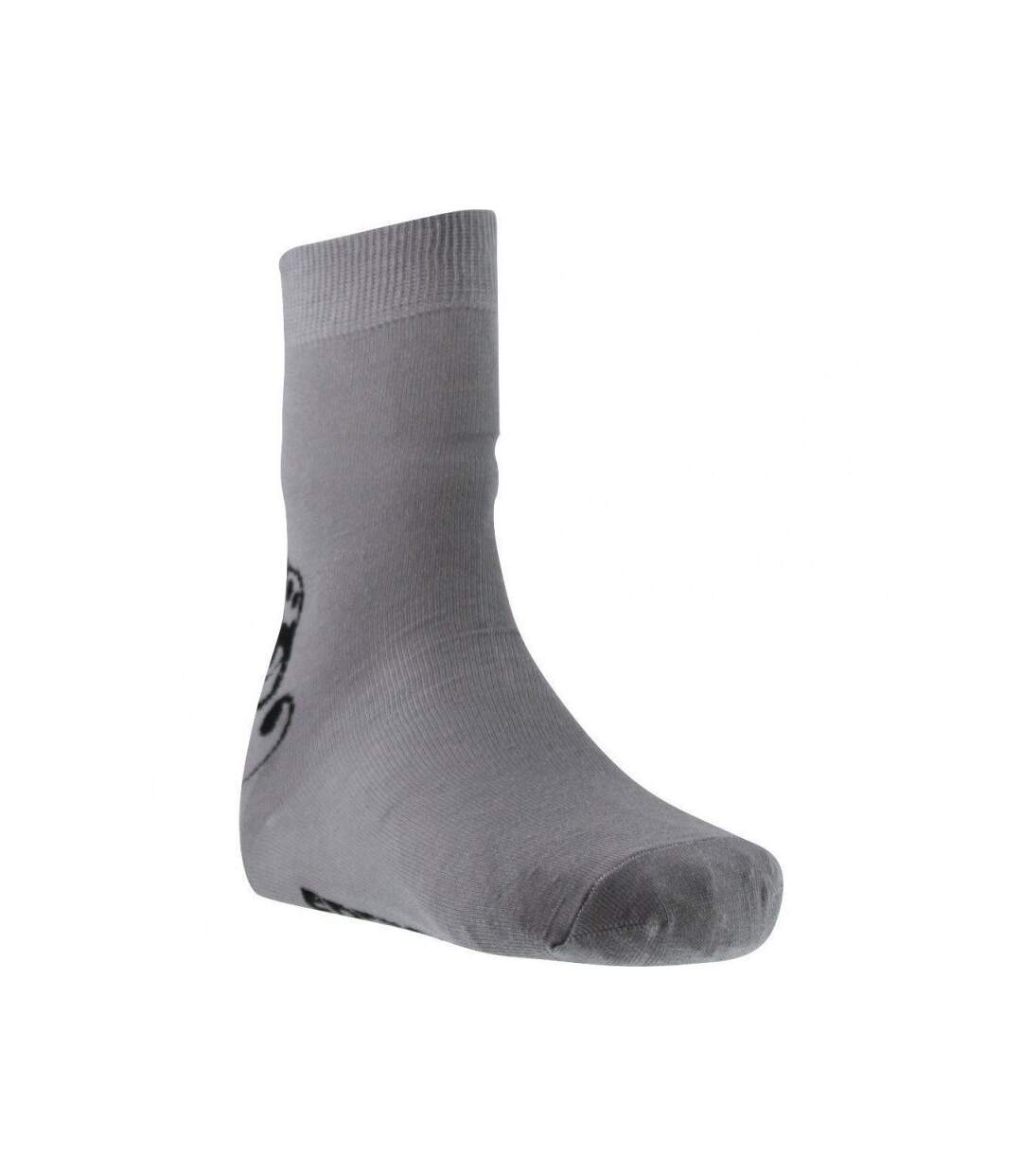 FREEGUN Chaussettes Femme Coton FLEUR Gris Noir-1