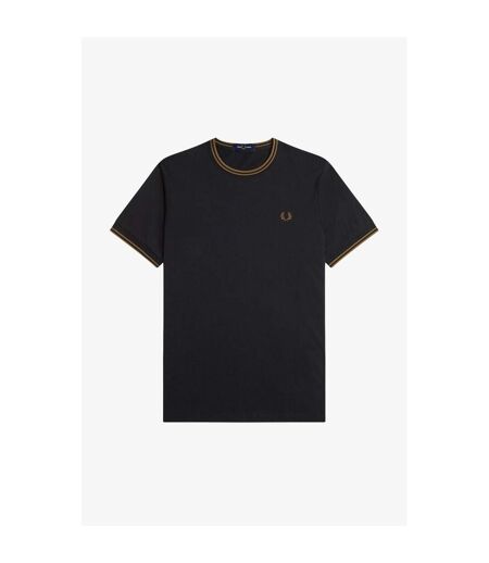 T-shirt Motif/style Rayure Contrastée Sur Bord Homme Noir Marron Fred Perry