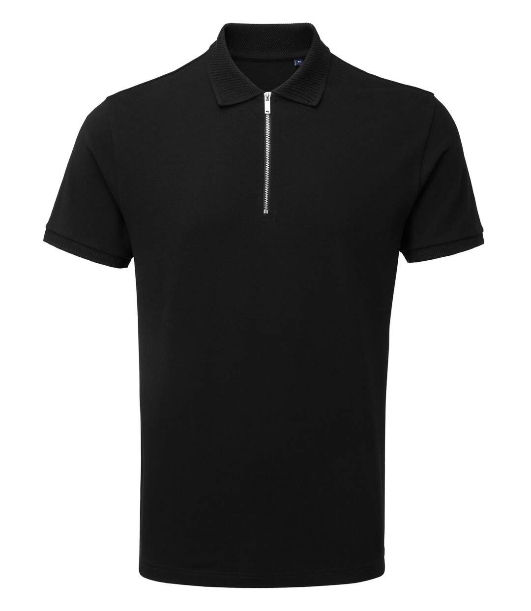 Polo zippé col jacquard - moderne - homme - AQ013 - noir-2