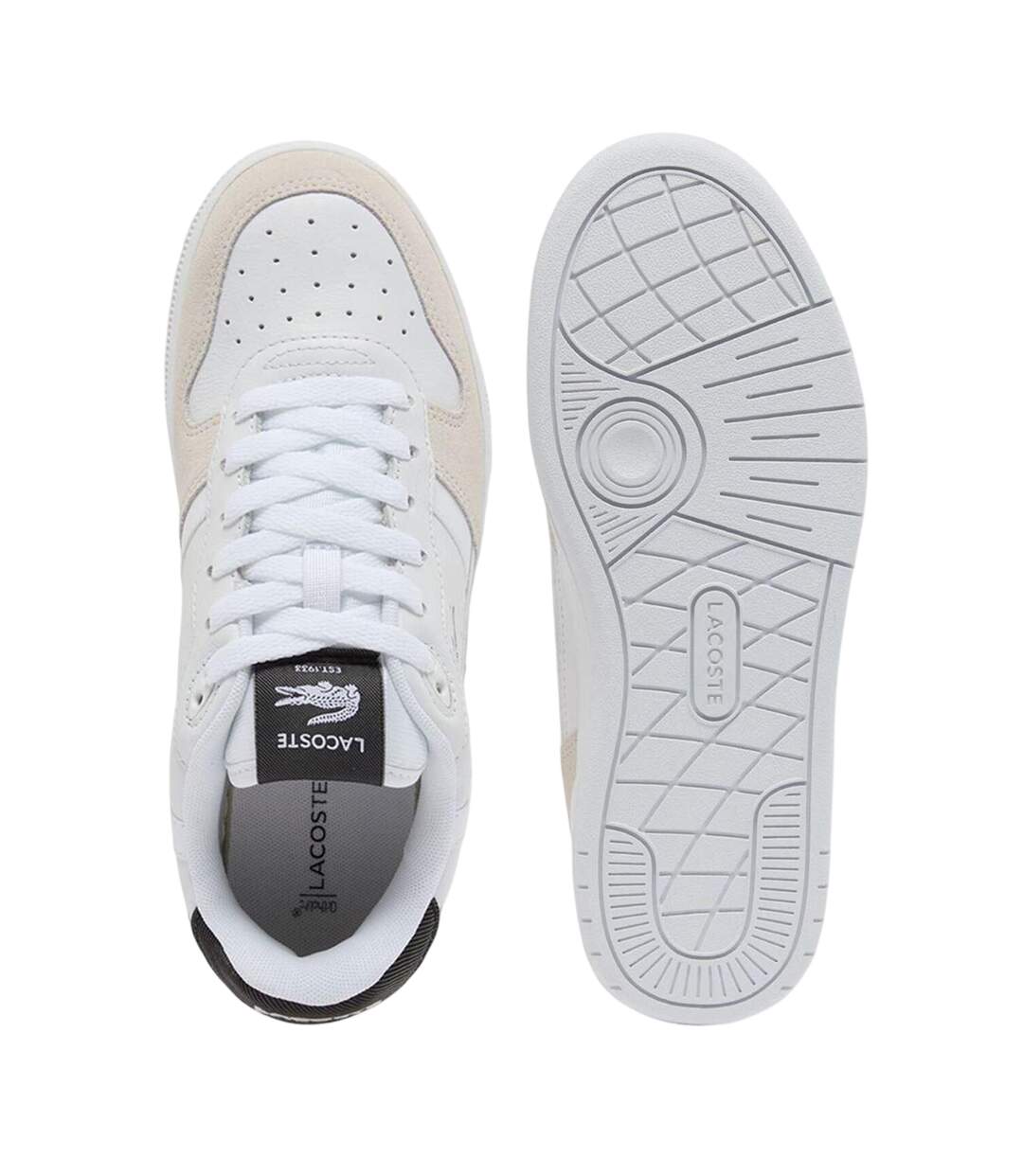 Womens/ladies T-clip Set Leather Trainers White Black Lacoste-3