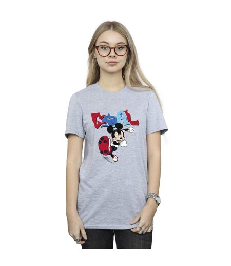 Disney T-shirt boyfriend en coton Mickey Mouse Goal Striker Pose Womens/Ladies (Gris sportif) - UTBI38579