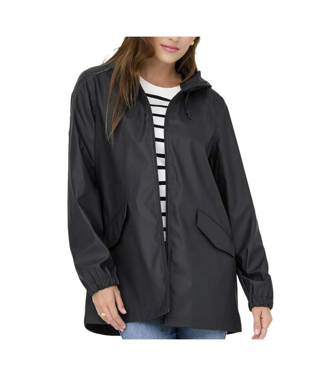 Veste imperméable noir femme jdy raincoat-1