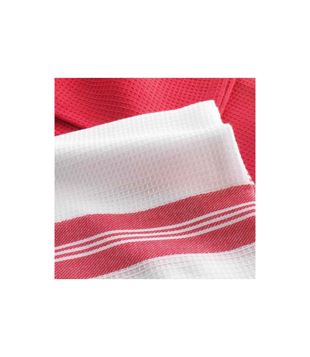 Lot de 2 Torchons Nid d'Abeille Au Bistrot 50x70cm Rouge-2