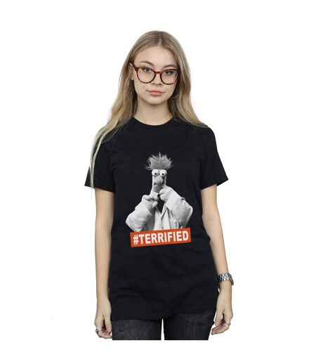 Disney Femmes/Les femmes The Muppets Beaker Terrified Coton Boyfriend T-Shirt (Noir) - UTBI41200