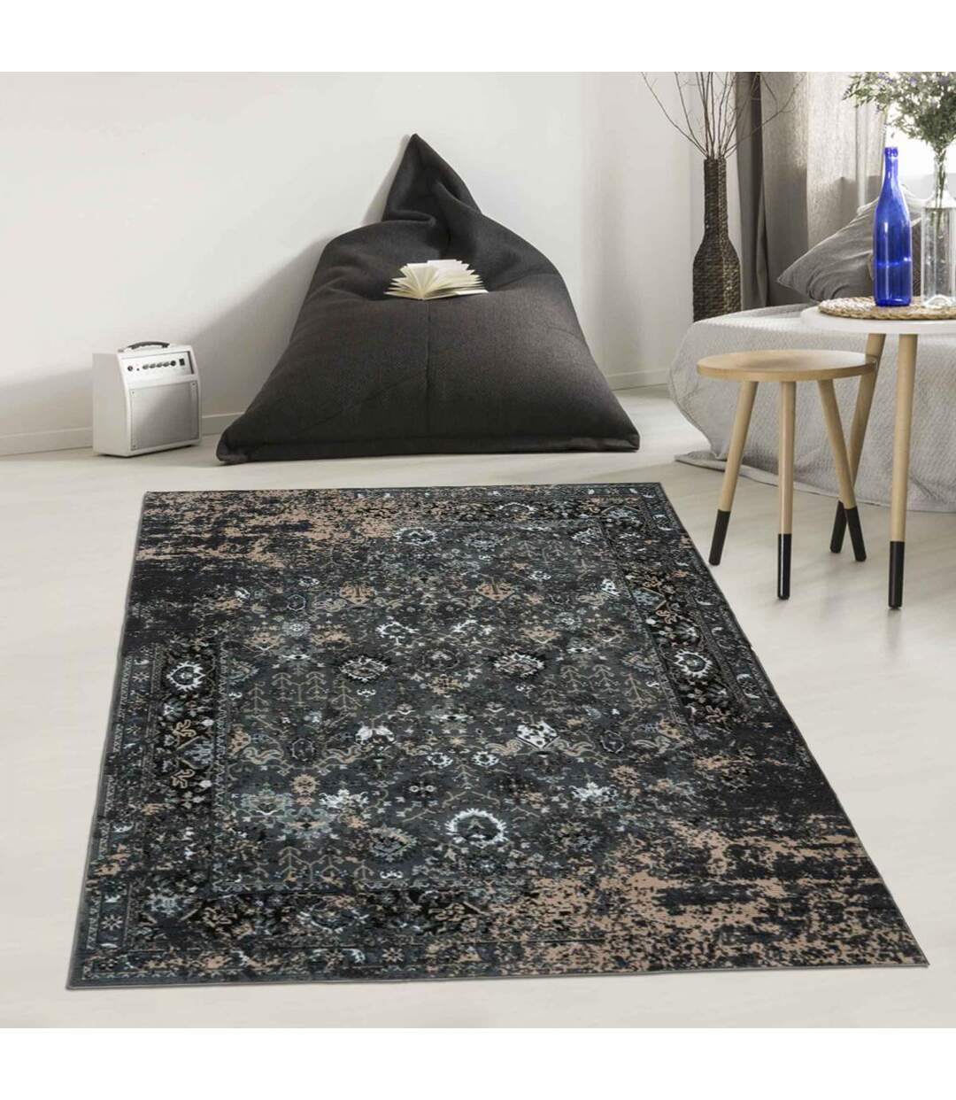 Tapis salon et chambre tissé en PET motif rétro-vintage RCL 6-2