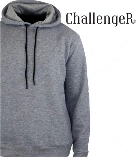 CHALLENGER PRIAM5 — Sweat à capuche gris chiné : confort thermique et poches zippées