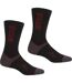 Pack Of 2  Unisex Adult Wool Hiking Boot Socks  Black Dark Red Regatta-1