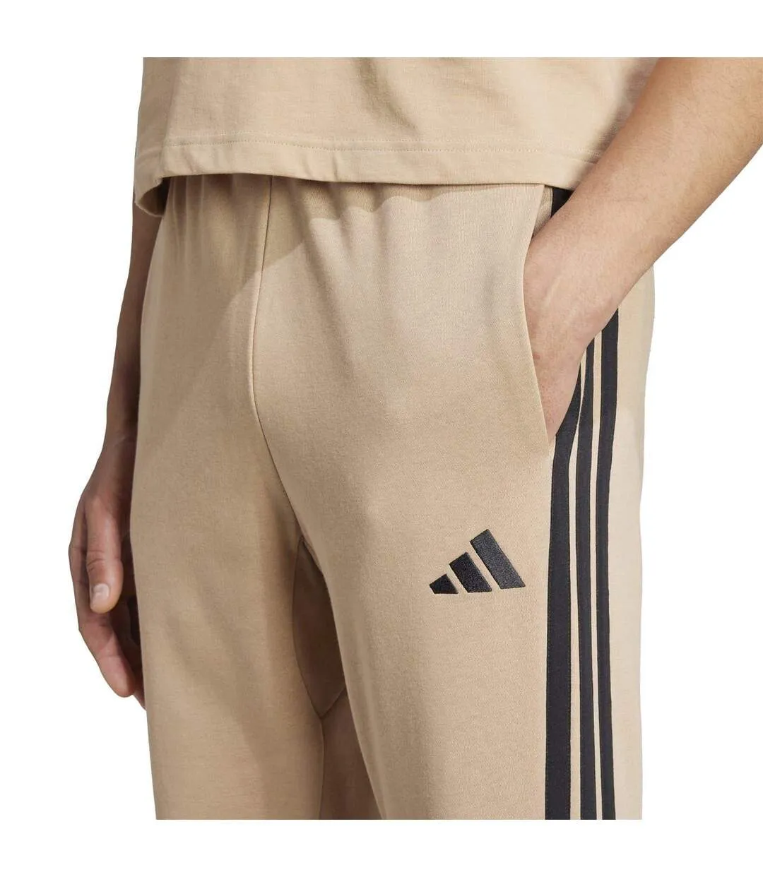 Mens Essentials Stripe Tapered Joggers Navy White Adidas-3