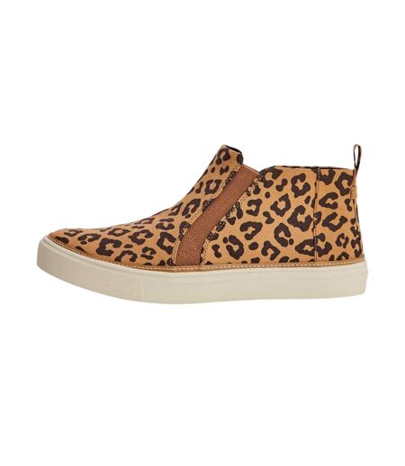Womens/ladies Leopard Print Canvas Chukka Boots Leopard Toms