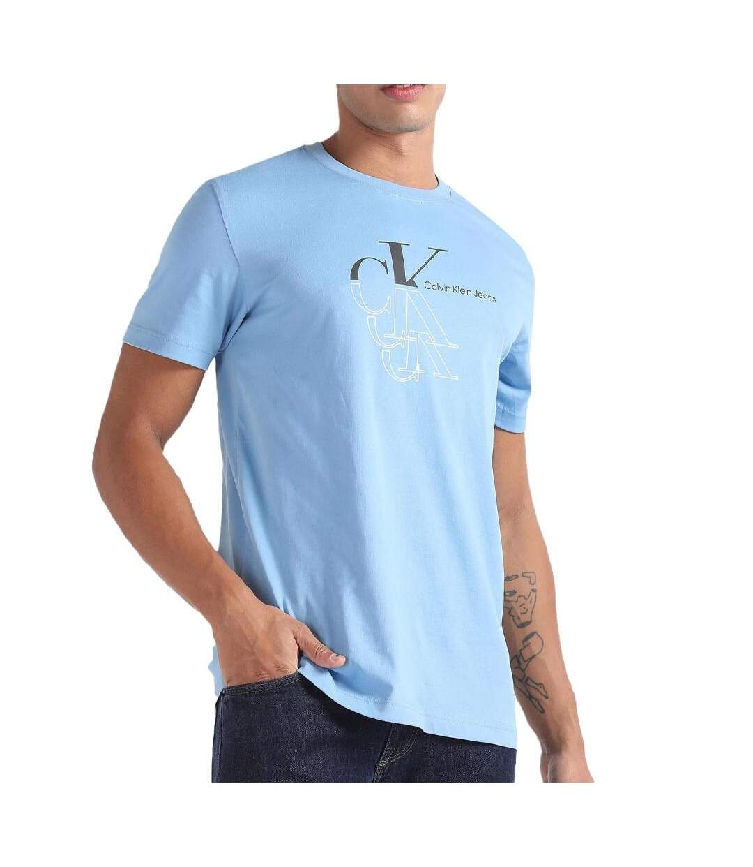 T-shirt Bleu Homme Calvin Klein Jeans Echo Graphi - L-1