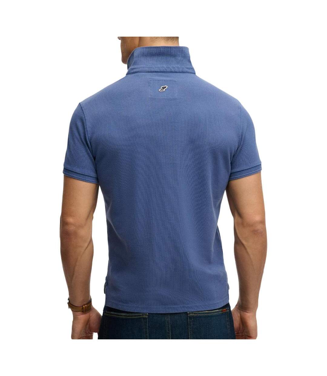 Polo bleu homme superdry classic pique-2
