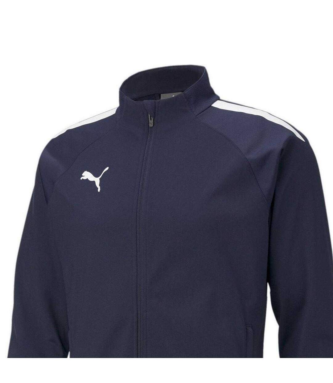 Mens Teamliga Tracksuit Top Peacoat Blue White Puma-3